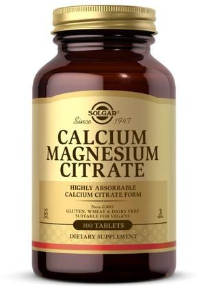 Витамины и минералы Solgar Calcium Magnesium Citrate, 100 табл...