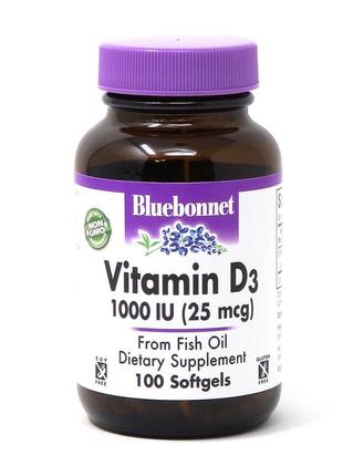 Витамины и минералы Bluebonnet Vitamin D3 1000 IU, 100 капсул