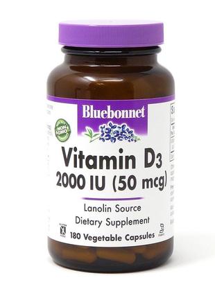 Витамины и минералы Bluebonnet Vitamin D3 2000 IU, 180 вегакапсул