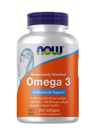 Жирные кислоты NOW Omega-3, 200 капсул