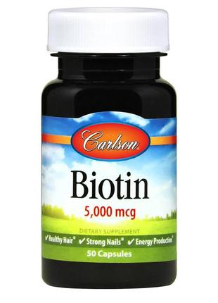 Витамины и минералы Carlson Labs Biotin 5000 mcg, 50 капсул