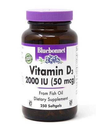 Витамины и минералы Bluebonnet Vitamin D3 2000 IU, 250 капсул