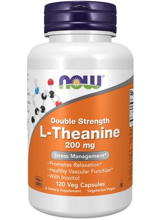 Аминокислота NOW L-Theanine 200 mg, 120 вегакапсул