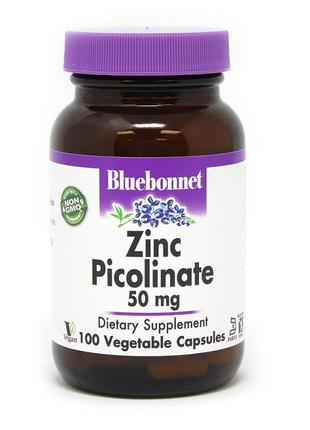 Витамины и минералы Bluebonnet Zinc Picolinate 50 mg, 100 вега...