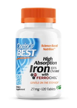 Витамины и минералы Doctor's Best Iron 27 mg High Absorption, ...