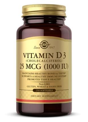 Витамины и минералы Solgar Vitamin D3 25 mcg, 250 капсул