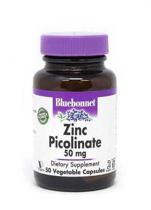 Витамины и минералы Bluebonnet Zinc Picolinate 50 mg, 50 вегак...