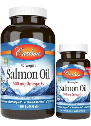 Жирні кислоти Carlson Labs Salmon Oil, 180+50 капсул