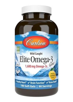 Жирные кислоты Carlson Labs Elite Omega 3 Gems, 180 капсул