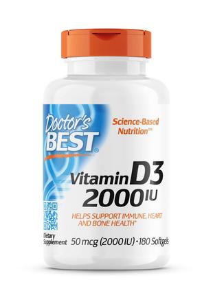 Витамины и минералы Doctor's Best Vitamin D3 2000 IU, 180 капсул