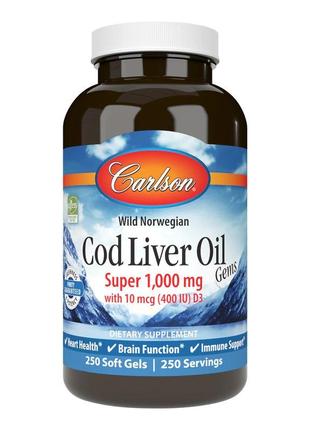 Жирные кислоты Carlson Labs Cod Liver Oil Gems Super 1000 mg, ...