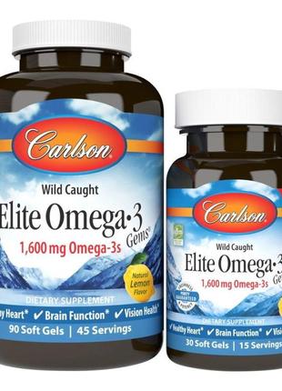Жирные кислоты Carlson Labs Elite Omega 3 Gems, 90+30 капсул