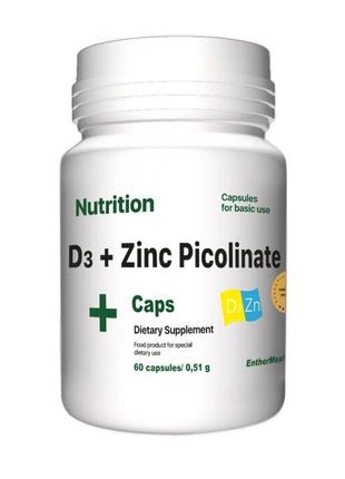 Витамины и минералы EntherMeal D3 + Zinc Picolinate, 60 капсул