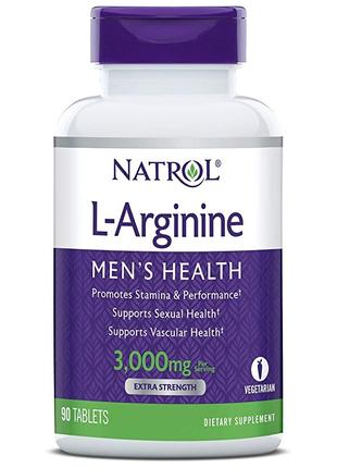 Аминокислота Natrol L-Arginine 3000 mg, 90 таблеток