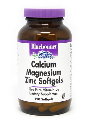 Витамины и минералы Bluebonnet Calcium Magnesium Zinc, 120 капсул