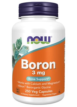Витамины и минералы NOW Boron 3 mg, 250 капсул