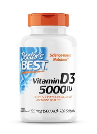 Витамины и минералы Doctor's Best Vitamin D3 5000 IU, 720 капсул