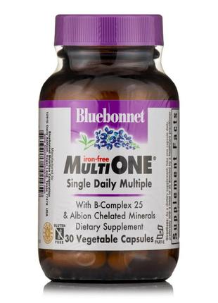 Витамины и минералы Bluebonnet Multi ONE Iron free, 30 вегакапсул