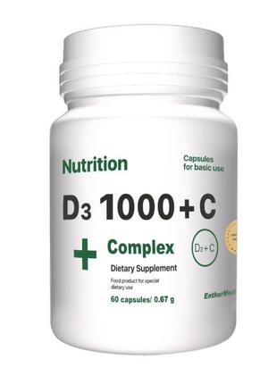 Вітаміни та мінерали EntherMeal D3 1000+С Complex+, 60 капсул