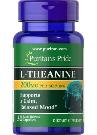 Аминокислота Puritan's Pride L-Theanine 200 mg, 30 капсул