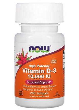 Вітаміни та мінерали NOW Vitamin D3 10 000 IU, 240 капсул