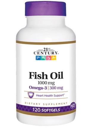 Жирные кислоты 21st Century Fish Oil 1000 mg, 120 капсул
