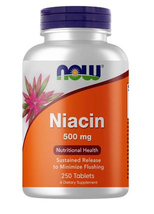 Витамины и минералы NOW Niacin 500 mg, 250 таблеток