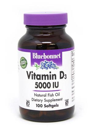 Витамины и минералы Bluebonnet Vitamin D3 5000 IU, 100 капсул