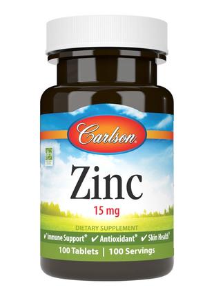 Вітаміни та мінерали Carlson Labs Zinc 15 mg, 100 таблеток