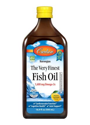 Жирні кислоти Carlson Labs The Very Finest Fish Oil, 500 мл Лимон