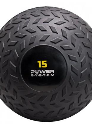 М'яч для фітнесу Power System PS-4117 SlamBall, 15 кг, Black