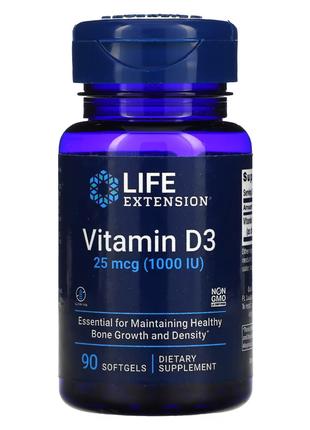 Витамины и минералы Life Extension Vitamin D3 1000 IU, 90 капсул