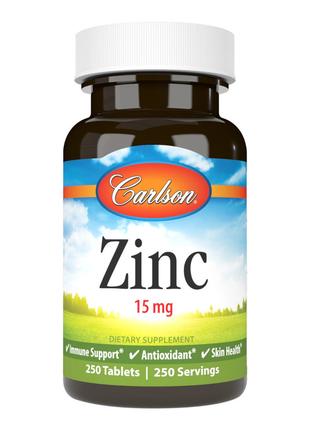 Вітаміни та мінерали Carlson Labs Zinc 15 mg, 250 таблеток