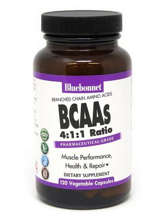 Аминокислота BCAA Bluebonnet BCAAs, 120 вегакапсул
