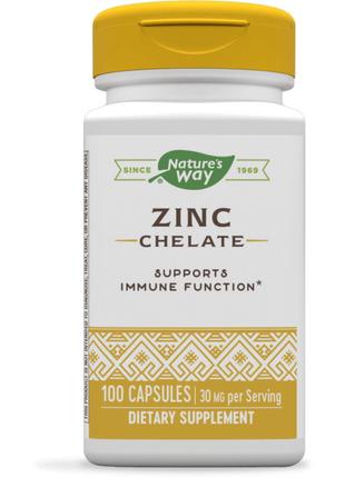 Вітаміни та мінерали Nature's Way Zinc Chelate, 100 капсул