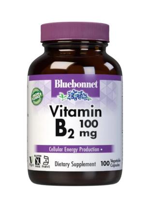 Витамины и минералы Bluebonnet Vitamin B2 100 mg, 100 вегакапсул
