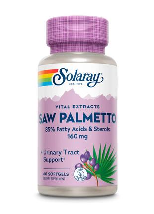 Натуральна добавка Solaray Saw Palmetto 160 mg, 60 капсул