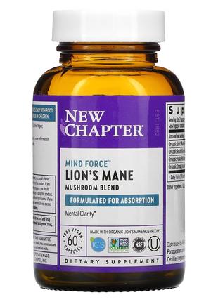Натуральная добавка New Chapter Lion's Mane, 60 вегакапсул