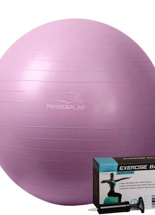 Мяч для фитнеса PowerPlay 4001 с насосом, 75 см, Purple