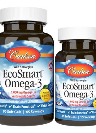 Жирні кислоти Carlson Labs EcoSmart Omega 3, 90+30 капсул