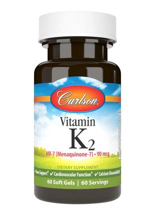 Вітаміни та мінерали Carlson Labs Vitamin K2 MK-7 90 mcg, 60 к...