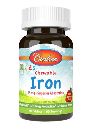 Вітаміни та мінерали Carlson Labs Kid's Chewable Iron, 60 табл...