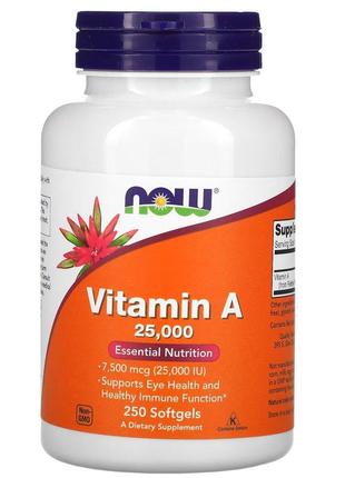 Витамины и минералы NOW Vitamin A 25000 IU, 250 капсул
