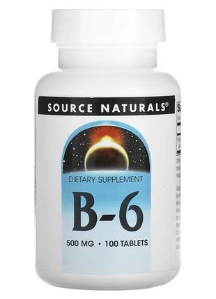 Витамины и минералы Source Naturals Vitamin B-6 500 mg, 100 та...