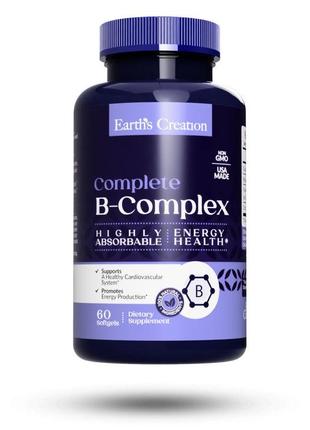 Витамины и минералы Earth‘s Creation Vitamin B Complex, 60 капсул