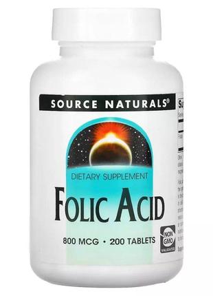 Витамины и минералы Source Naturals Folic Acid 800 mcg, 200 та...