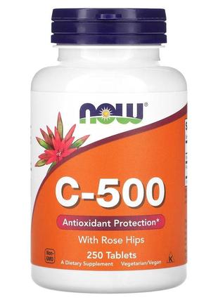 Витамины и минералы NOW Vitamin C-500 Rose Hips, 250 таблеток