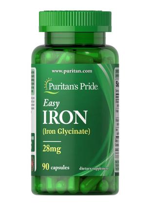 Витамины и минералы Puritan's Pride Easy Iron 28 mg (Iron Glyc...