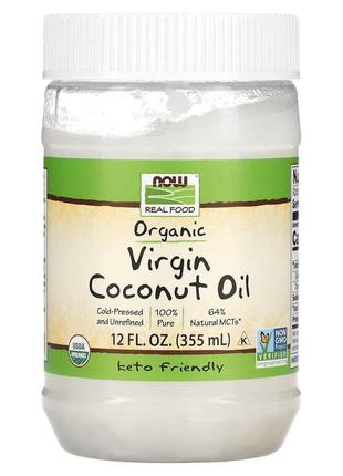 Заменитель питания NOW Organic Virgin Coconut Cooking Oil, 355 мл