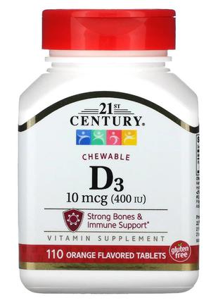 Витамины и минералы 21st Century Vitamin D3 10 mcg, 110 жевате...